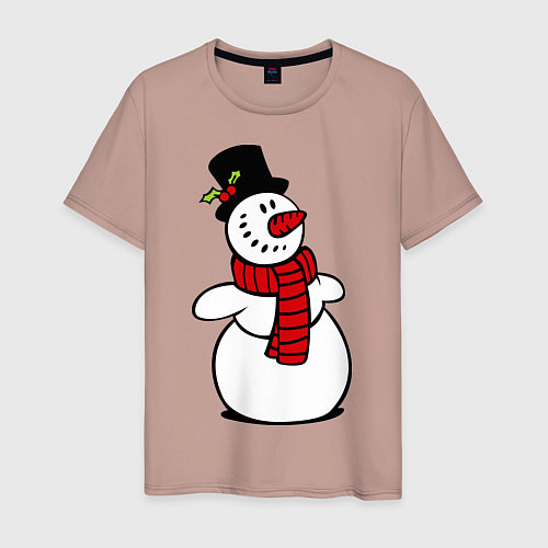 Мужская футболка Весёлый снеговик / Пыльно-розовый – фото 1