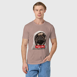 Футболка хлопковая мужская Pug life, цвет: пыльно-розовый — фото 2