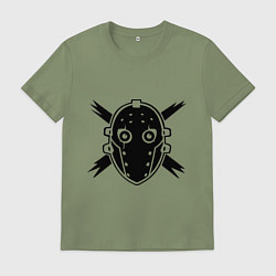 Футболка хлопковая мужская Хоккейная маска с глазами, цвет: авокадо