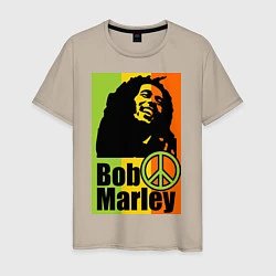 Футболка хлопковая мужская Bob Marley: Jamaica, цвет: миндальный