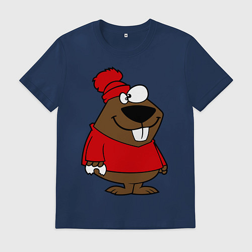 Мужская футболка Бобер / Тёмно-синий – фото 1