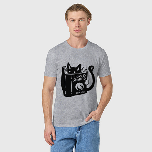 Мужская футболка Кот с книгой / Меланж – фото 3