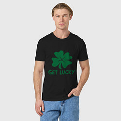 Футболка хлопковая мужская Get lucky, цвет: черный — фото 2