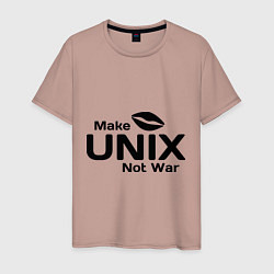 Футболка хлопковая мужская Make unix, not war, цвет: пыльно-розовый