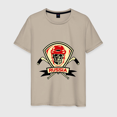 Мужская футболка Hockey Russia / Миндальный – фото 1