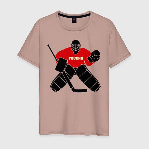 Мужская футболка Хоккей Россия / Пыльно-розовый – фото 1