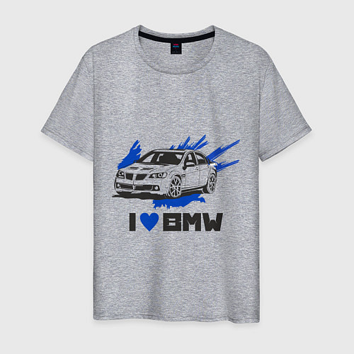Мужская футболка I love BMW / Меланж – фото 1