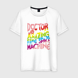 Футболка хлопковая мужская Doctor & Time Machine, цвет: белый