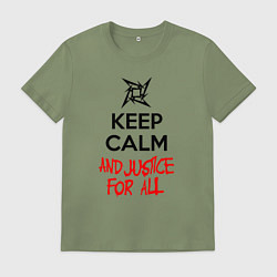 Футболка хлопковая мужская Keep Calm & Justice For All, цвет: авокадо