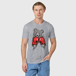 Футболка хлопковая мужская Bear Boxing, цвет: меланж — фото 2
