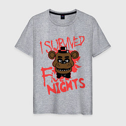 Футболка хлопковая мужская I Survived Five Night, цвет: меланж