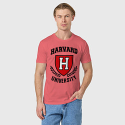 Футболка хлопковая мужская Harvard University, цвет: коралловый — фото 2