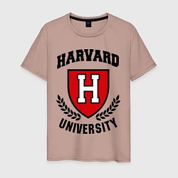 Футболка хлопковая мужская Harvard University, цвет: пыльно-розовый