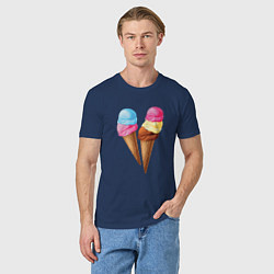 Футболка хлопковая мужская Мороженое, цвет: тёмно-синий — фото 2