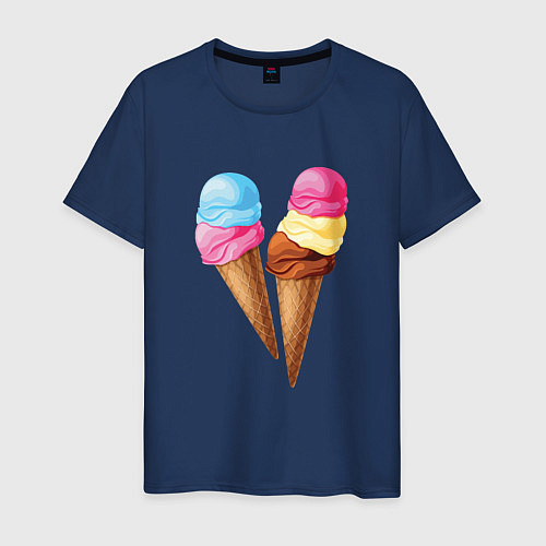 Мужская футболка Мороженое / Тёмно-синий – фото 1