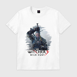 Футболка хлопковая мужская The Witcher 3, цвет: белый