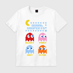 Футболка хлопковая мужская Pac-Man: Usual Suspects, цвет: белый