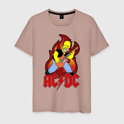 Футболка хлопковая мужская AC/DC Homer, цвет: пыльно-розовый