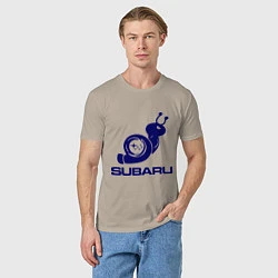Футболка хлопковая мужская Subaru, цвет: миндальный — фото 2
