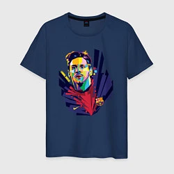 Футболка хлопковая мужская Messi Art, цвет: тёмно-синий