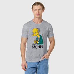 Футболка хлопковая мужская Mr. Burns: I get money, цвет: меланж — фото 2