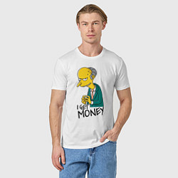 Футболка хлопковая мужская Mr. Burns: I get money, цвет: белый — фото 2