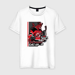 Футболка хлопковая мужская New Jersey Devils, цвет: белый