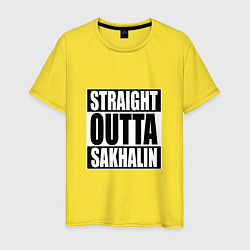 Футболка хлопковая мужская Straight Outta Sakhalin, цвет: желтый