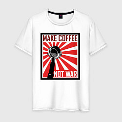 Футболка хлопковая мужская Make coffee not war, цвет: белый