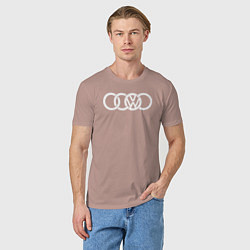 Футболка хлопковая мужская AUDI VW, цвет: пыльно-розовый — фото 2