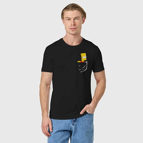 Мужская футболка Карманный Барт / Черный – фото 3
