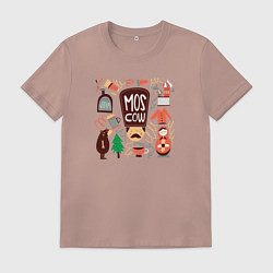 Футболка хлопковая мужская Moscow Pack, цвет: пыльно-розовый