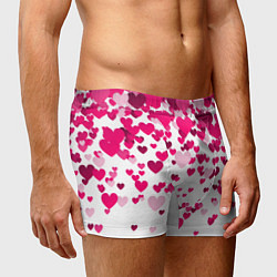 Трусы-боксеры мужские Сердца розовые падают, цвет: 3D-принт — фото 2
