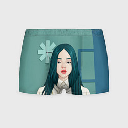 Трусы-боксеры мужские Billie Eilish: Turquoise Hair, цвет: 3D-принт