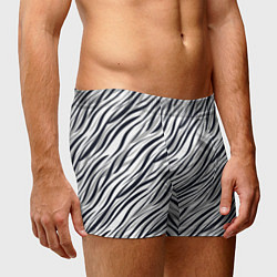 Трусы-боксеры мужские Черно-белый полосатый тигровый, цвет: 3D-принт — фото 2