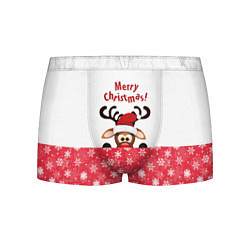 Трусы-боксеры мужские Оленёнок Merry Christmas, цвет: 3D-принт