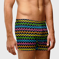 Трусы-боксеры мужские Разноцветные волнистые линии, цвет: 3D-принт — фото 2