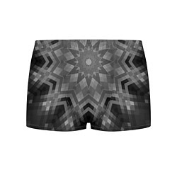 Трусы-боксеры мужские Серый геометрический орнамент-калейдоскоп, цвет: 3D-принт