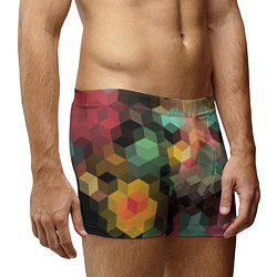 Трусы-боксеры мужские Разноцветный геометрический узор 3D, цвет: 3D-принт — фото 2