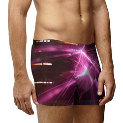 Трусы-боксеры мужские Неоновые лазеры во тьме - Розовый, цвет: 3D-принт — фото 2