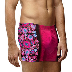 Трусы-боксеры мужские Розовый в цветах, цвет: 3D-принт — фото 2