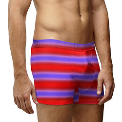 Трусы-боксеры мужские Striped pattern мягкие размытые полосы красные фио, цвет: 3D-принт — фото 2