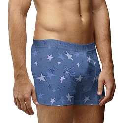 Трусы-боксеры мужские Gray-Blue Star Pattern, цвет: 3D-принт — фото 2