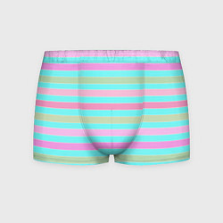 Трусы-боксеры мужские Pink turquoise stripes horizontal Полосатый узор, цвет: 3D-принт