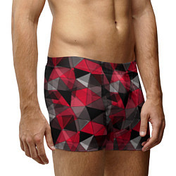 Трусы-боксеры мужские Красно-серый геометрический, цвет: 3D-принт — фото 2