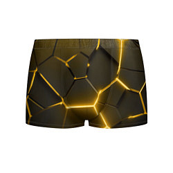 Трусы-боксеры мужские Золотые неоновые геометрические плиты, цвет: 3D-принт
