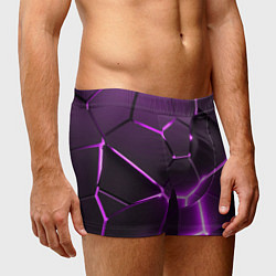 Трусы-боксеры мужские Фиолетовые неоновые геометрические плиты, цвет: 3D-принт — фото 2