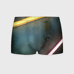 Трусы-боксеры мужские Абстрактная тёмная поверхность и неоновые фонари, цвет: 3D-принт