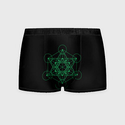 Трусы-боксеры мужские Куб Метатрона на чёрном фоне, цвет: 3D-принт
