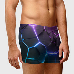 Трусы-боксеры мужские Фиолетовый градиент - неоновые геометрические плит, цвет: 3D-принт — фото 2
